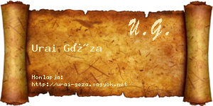 Urai Géza névjegykártya